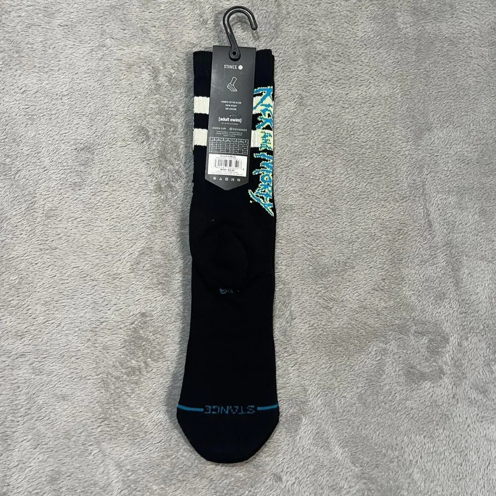 Stance Rick And Morty Socks Mens Large Black Crew Casual Adult Swim TV
